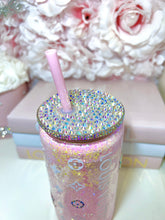 Load image into Gallery viewer, Clear Glass Snow-Globe Tumbler with Rhinestone Accents

