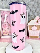 Load image into Gallery viewer, Pink Ghosts and Bats with bows Tumbler
