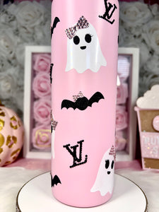 Pink Ghosts and Bats with bows Tumbler