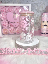 Load image into Gallery viewer, Snowflakes and rhinestones clear glass tumbler
