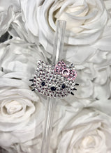 Load image into Gallery viewer, H-Kitty Rhinestone Straw Topper
