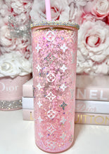 Load image into Gallery viewer, Clear Glass Snow-Globe Tumbler with Rhinestone Accents
