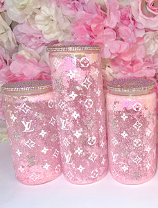 Clear Glass Snow-Globe Tumbler with Rhinestone Accents
