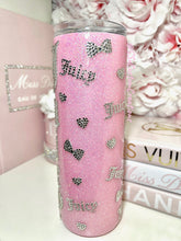 Load image into Gallery viewer, 20oz SS Glitter Pink Tumbler with LUXE crystal rhinestones.
