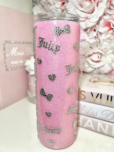 20oz SS Glitter Pink Tumbler with LUXE crystal rhinestones.