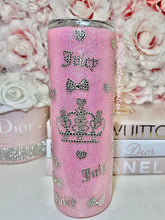 Load image into Gallery viewer, 20oz SS Glitter Pink Tumbler with LUXE crystal rhinestones.
