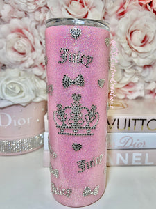 20oz SS Glitter Pink Tumbler with LUXE crystal rhinestones.