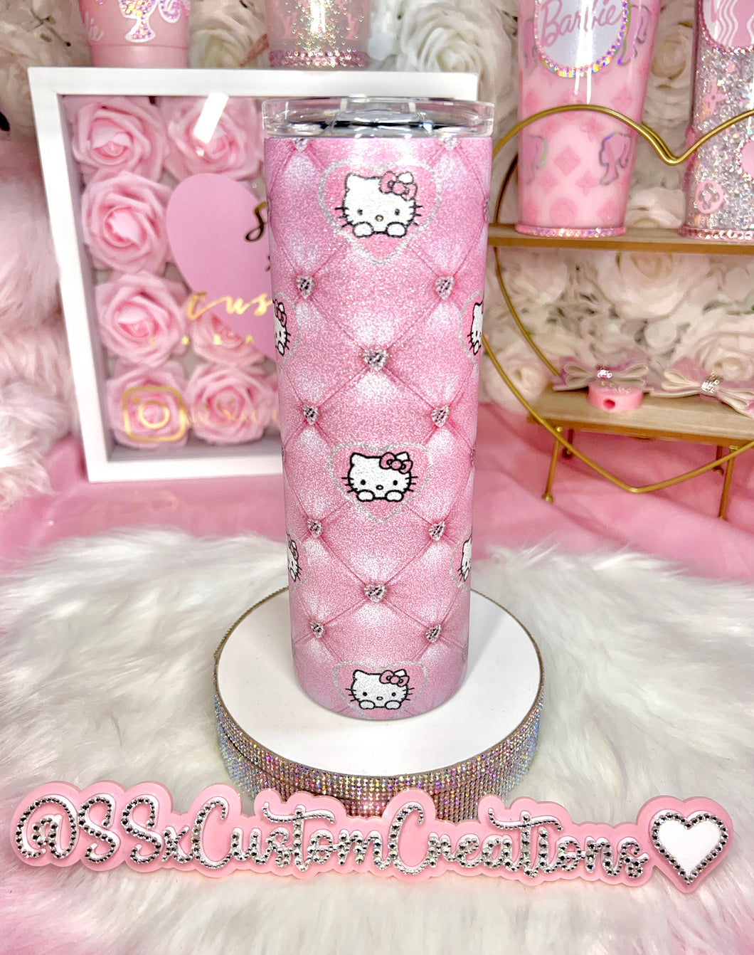20oz SS Textured Glitter H-Kitty Tumbler