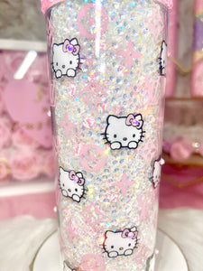 20oz STAINLESS STEEL skinny rhinestone filled H-Kitty tumbler