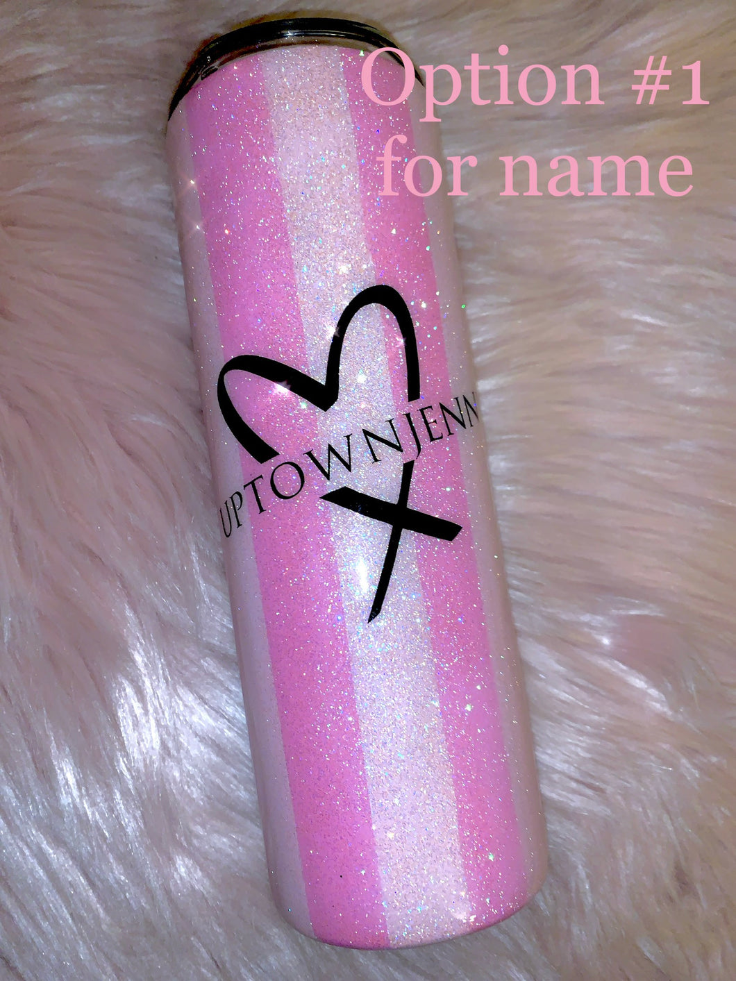20 oz Stainless steel Pink striped tumbler