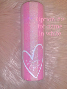 20 oz Stainless steel Pink striped tumbler