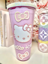 Load image into Gallery viewer, Acrylic H- Kitty tumbler with Pink liquid
