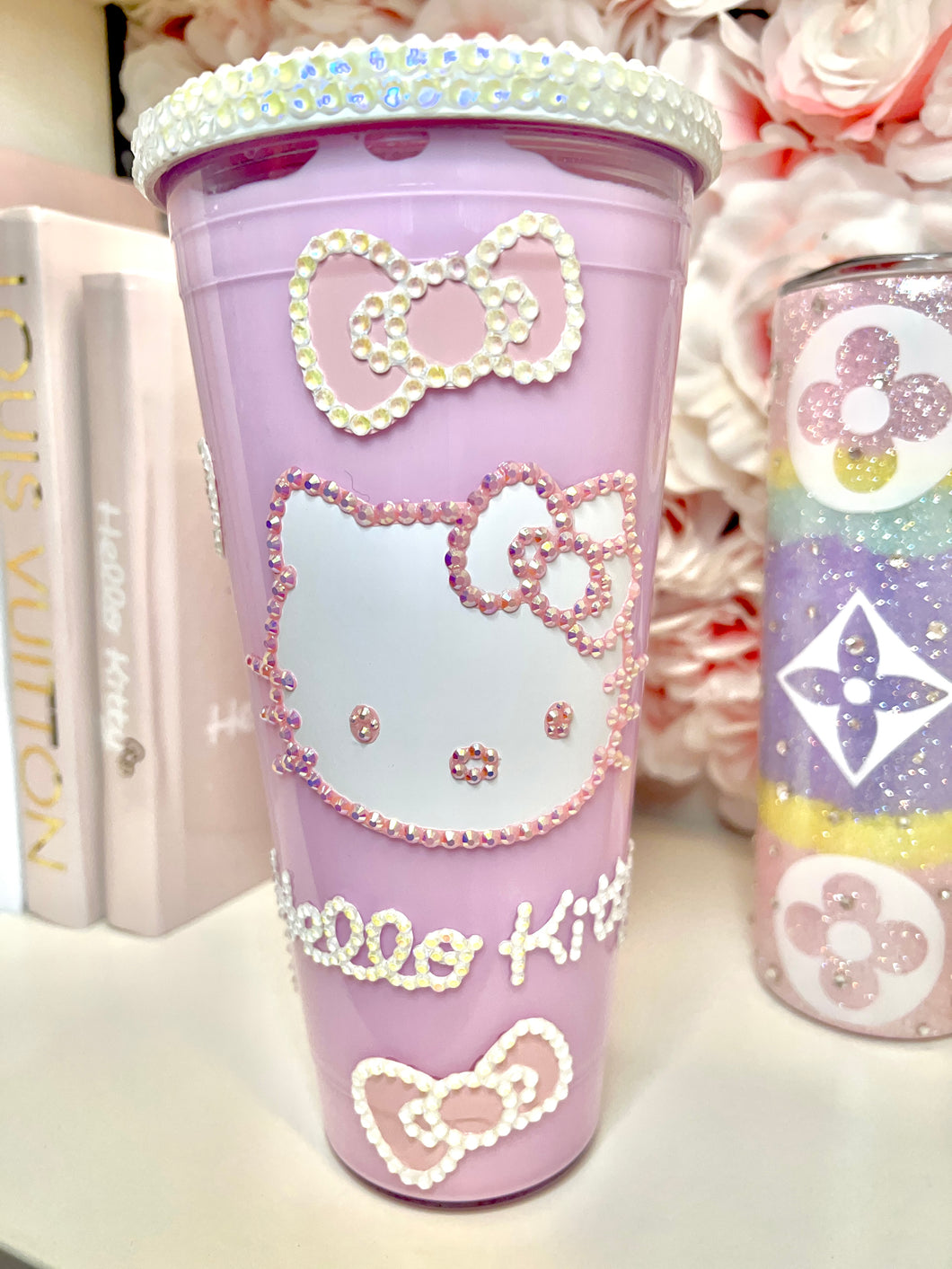 Acrylic H- Kitty tumbler with Pink liquid