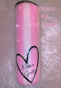 20 oz Stainless steel Pink striped tumbler