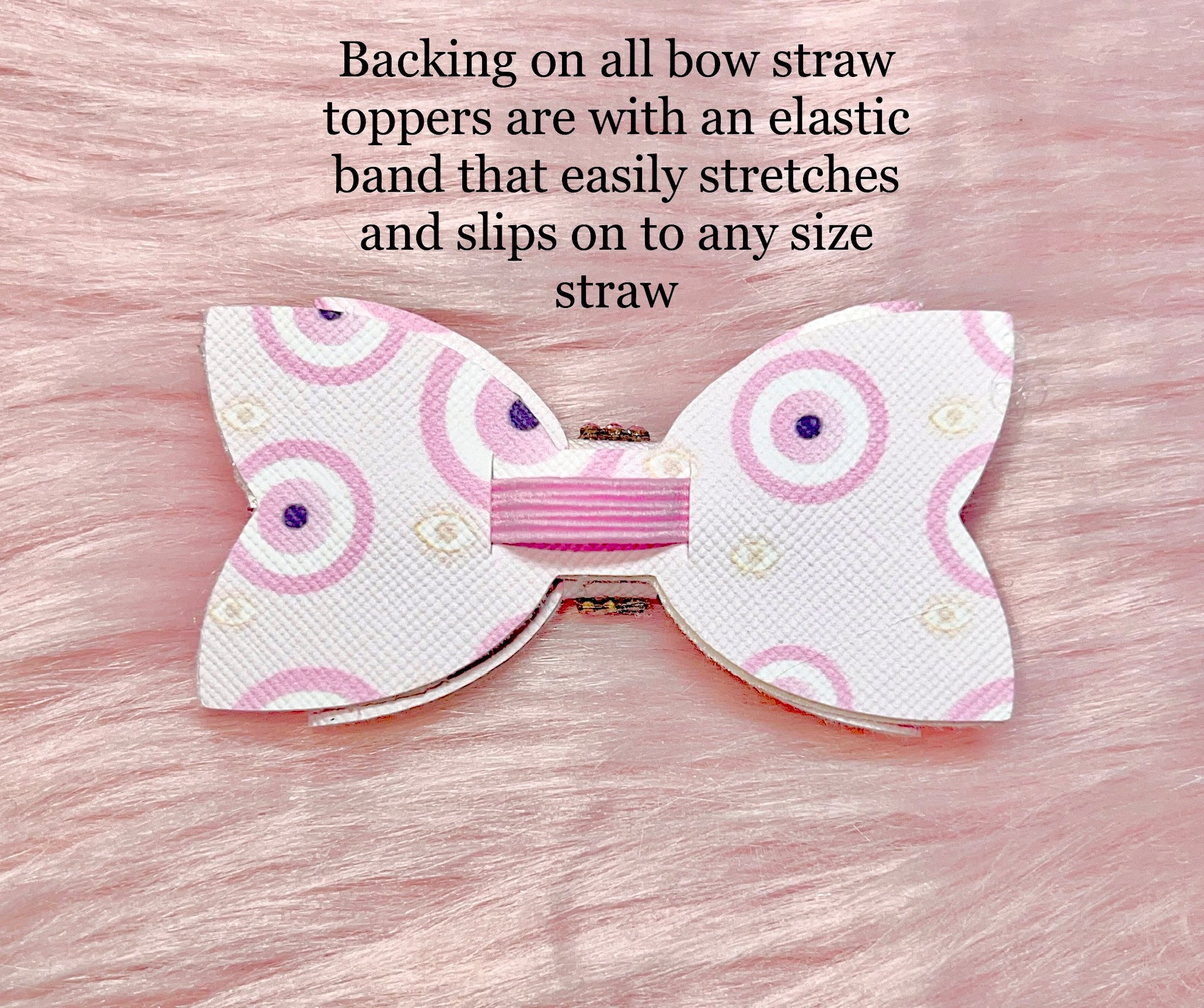 Light Pink Glitter & Holographic Bling Straw Bow Straw Bow Topper