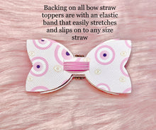 Load image into Gallery viewer, Ghost Face Pink &amp; White Bow straw topper
