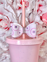 Load image into Gallery viewer, Pink Evil Eye Bow straw topper
