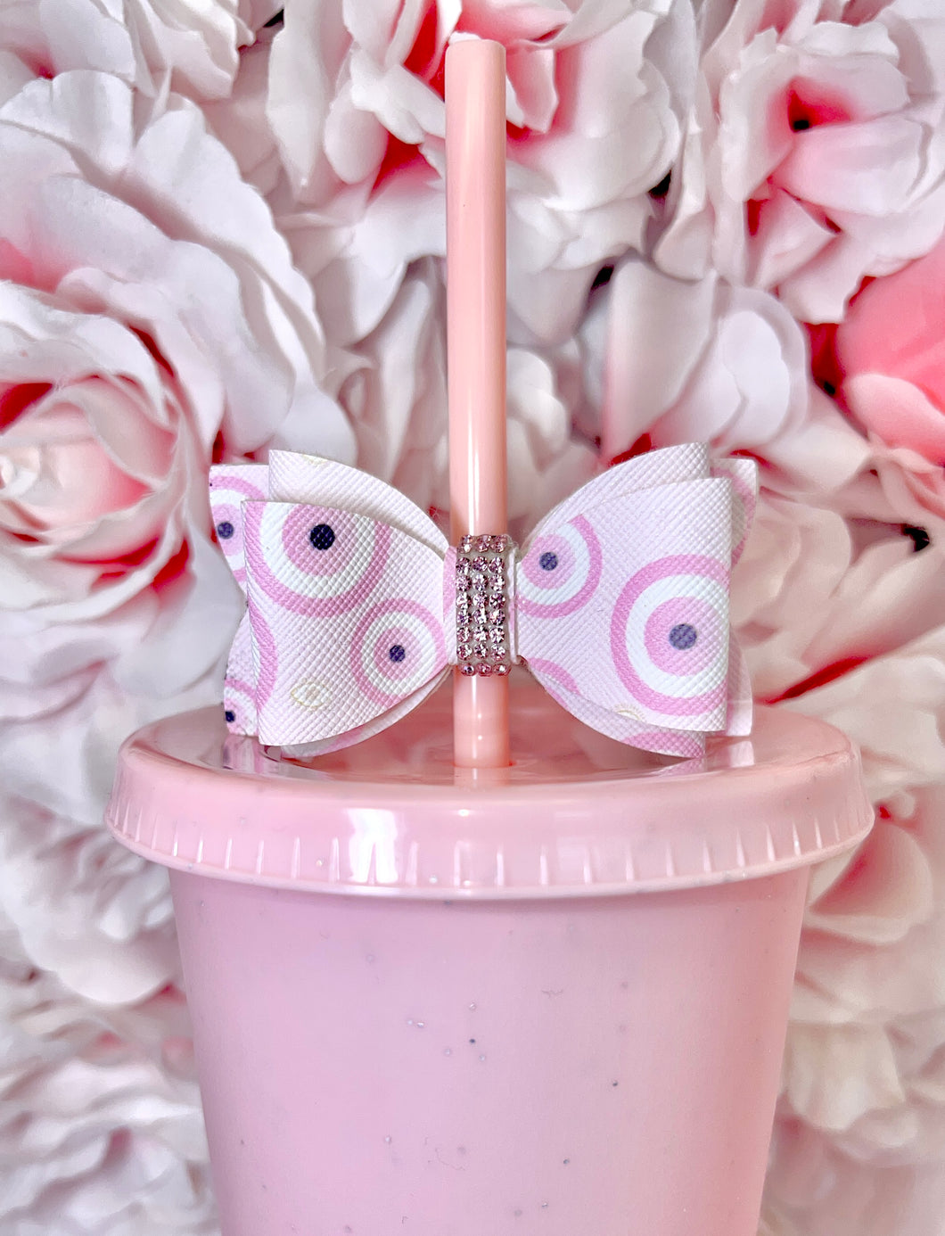 Pink Evil Eye Bow straw topper