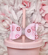 Load image into Gallery viewer, Pink Bow straw topper
