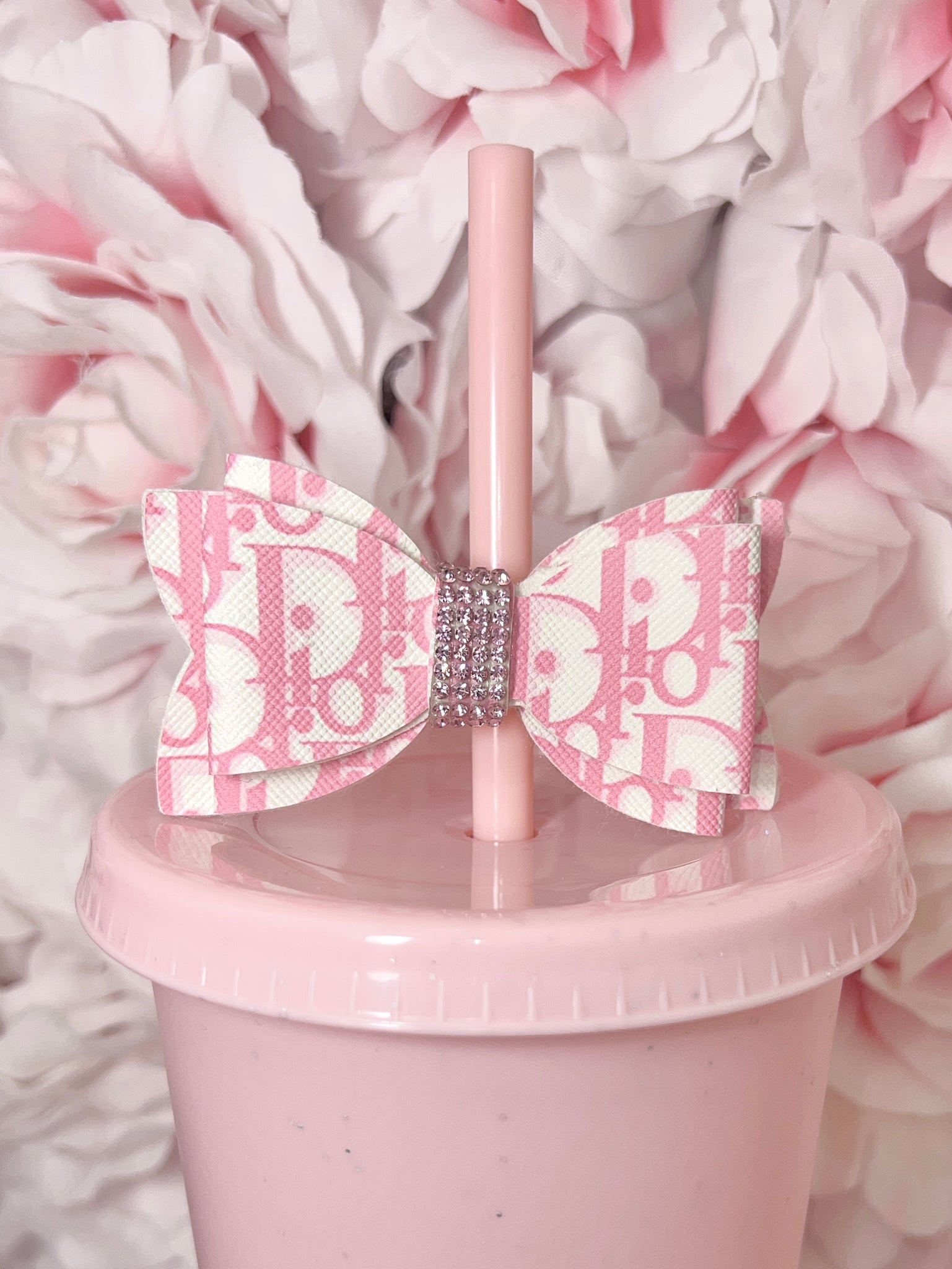 Pink Bow straw topper – SSxCustomCreations