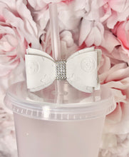 Load image into Gallery viewer, White Bow straw topper
