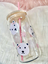 Load image into Gallery viewer, 16oz Clear Glass, bamboo lid, WINTER theme tumbler
