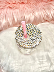 16oz Clear Glass, bamboo lid, WINTER theme tumbler