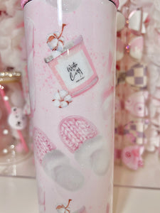 20oz Stainless Steel, Bling lid, pink sweater Tumbler with bow topper
