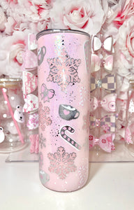 20oz Stainless Steel PEEKABOO snowflake tumbler