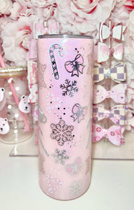 20oz Stainless Steel PEEKABOO snowflake tumbler