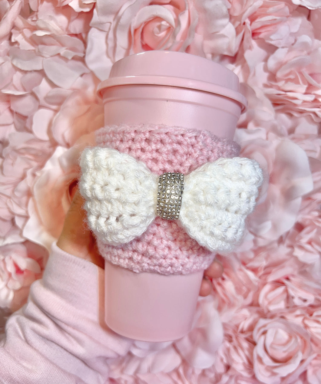 *Crocheted Rhinestone Bow Cozy*