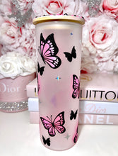 Load image into Gallery viewer, 25oz Frosted Glass Tumbler with Swarovski bamboo lid
