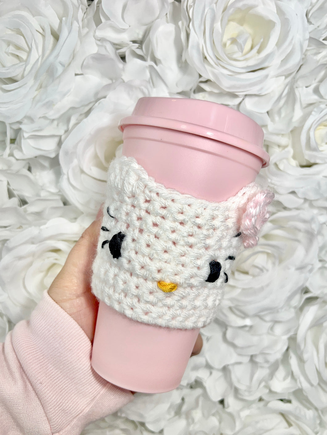 * Crocheted Kitty  cup Cozy*