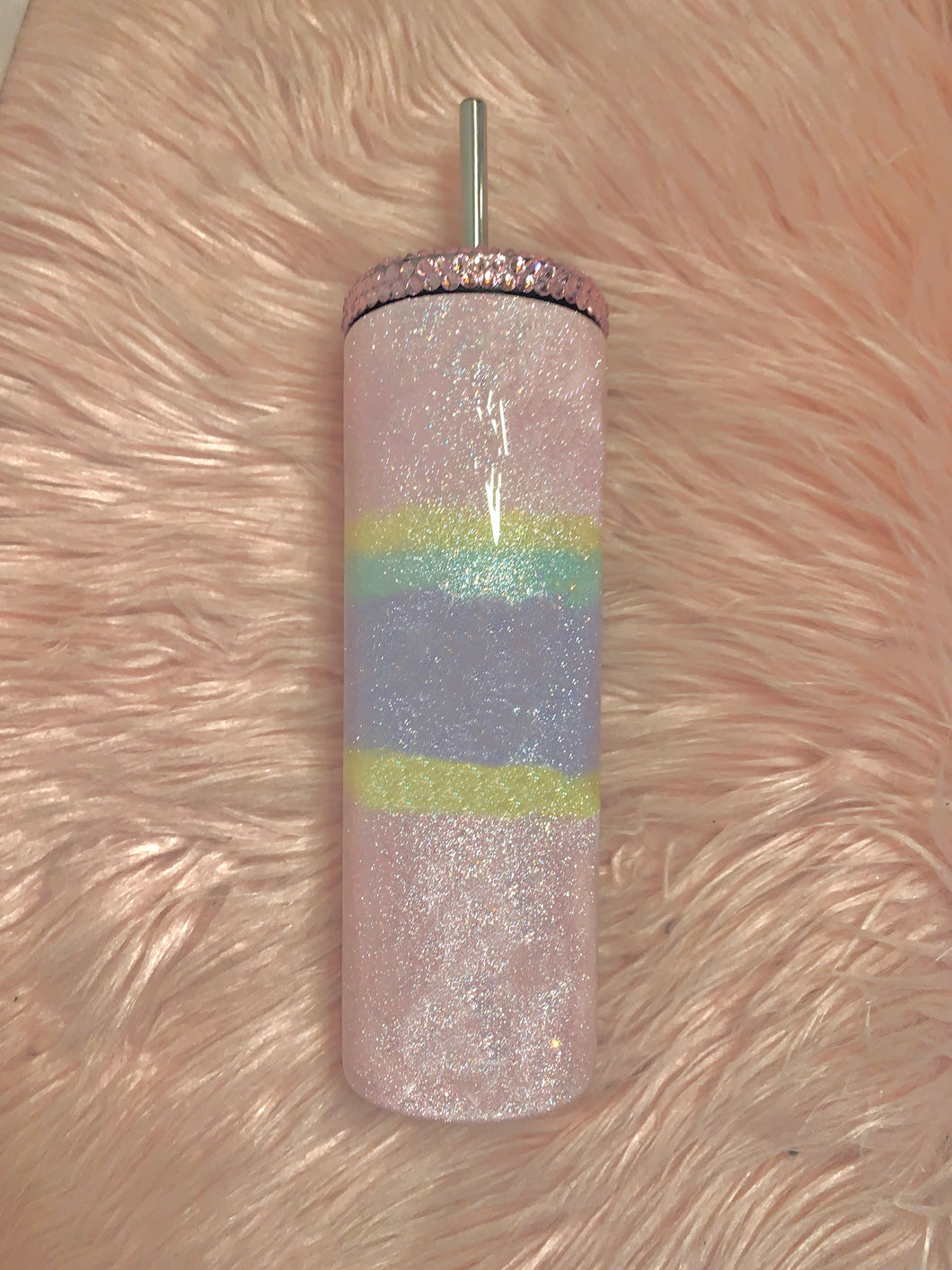20oz stainless steel pastel tumbler with rhinestone lid