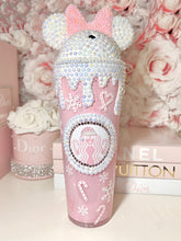 Load image into Gallery viewer, 24oz Acrylic Minnie Mouse lid ,Snow globe, WINTER girl/Candy Cane  tumbler
