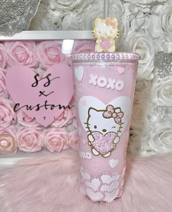 24oz Acrylic Kitty XOXO Tumbler