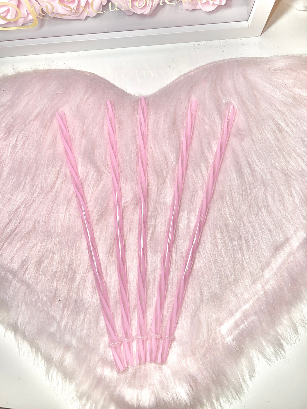 Pink Striped 9 Inch Re-useable Straw