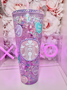 24oz acrylic Pastel Hearts tumbler