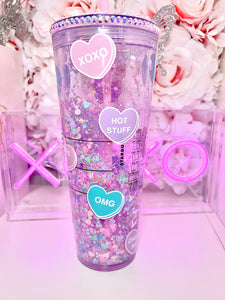 24oz acrylic Pastel Hearts tumbler