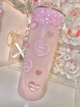 Load image into Gallery viewer, 20oz Stainless Steel Vday Pink drip /Pink hearts tumbler
