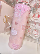 Load image into Gallery viewer, 20oz Stainless Steel Vday Pink drip /Pink hearts tumbler
