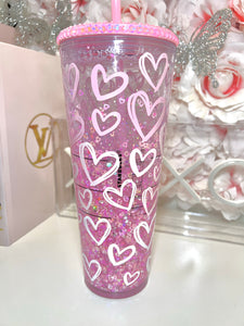 24oz Acrylic ombré hearts tumbler
