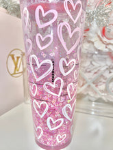Load image into Gallery viewer, 24oz Acrylic ombré hearts tumbler
