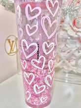 Load image into Gallery viewer, 24oz Acrylic ombré hearts tumbler
