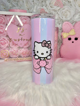 Load image into Gallery viewer, Kitty bow tumbler with Pastel Stripes
