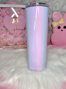 Kitty bow tumbler with Pastel Stripes