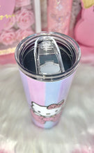 Load image into Gallery viewer, Kitty bow tumbler with Pastel Stripes
