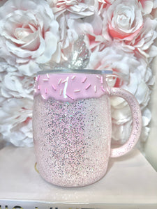Pink Glittered , Sprinkle drip 14oz Stainless Steel Mug