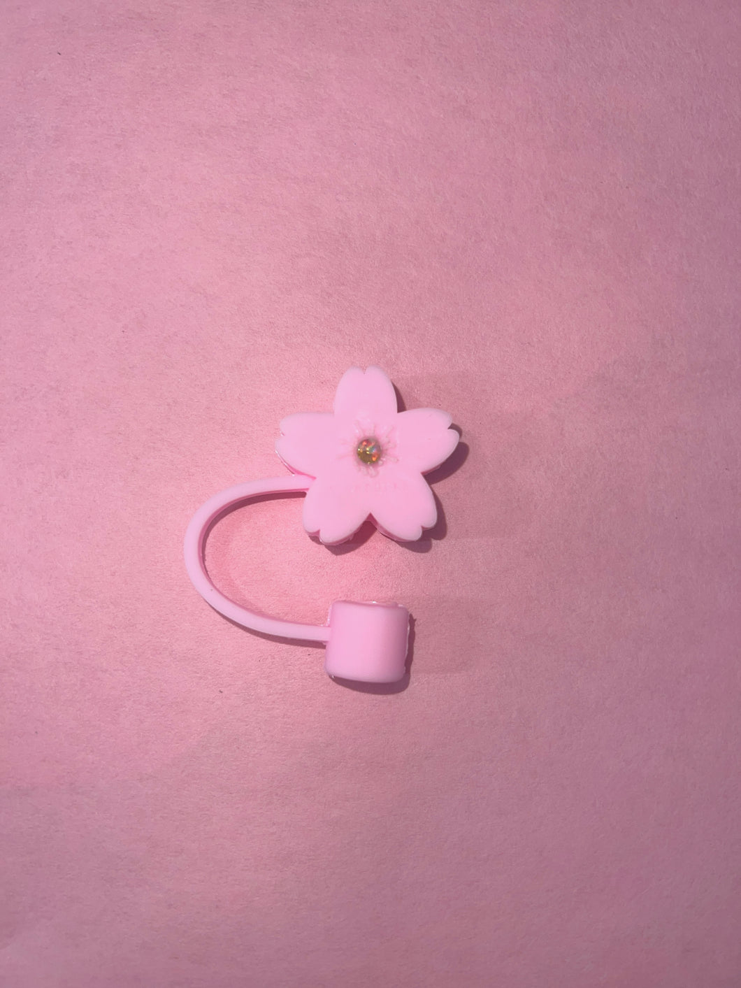Silicone Pink Cherry Blossom flower straw cap