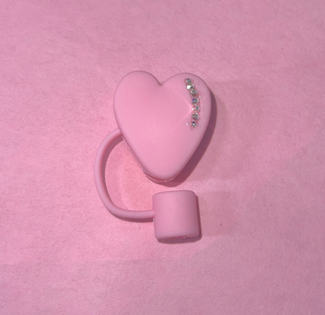 Silicone, Pink Heart straw cover/cap – SSxCustomCreations